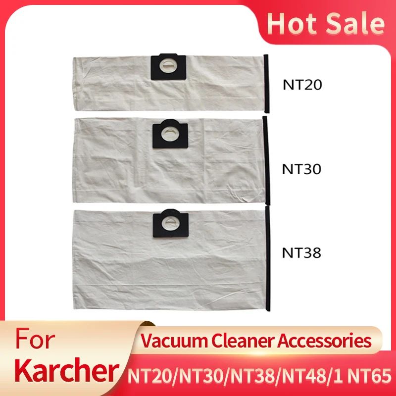 Karcher NT20 NT30 NT38 NT48/1 NT65/2 NT72/2 부직포 먼지 필터 가방 세척 가능한 먼지 봉투 천 가방 진공 청소기 부품