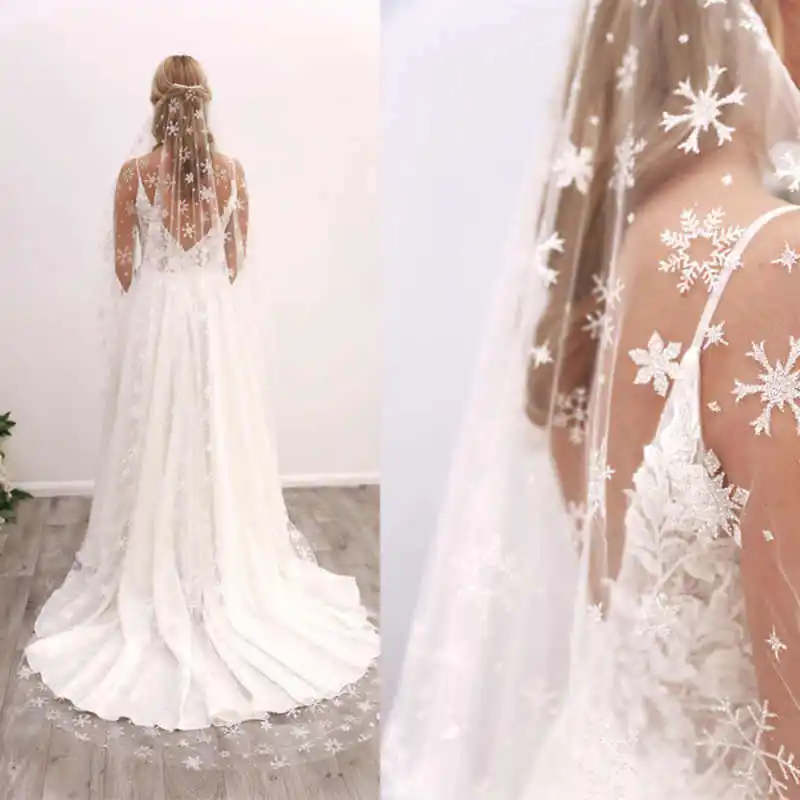 

Graceful Bridal Veils Women One-Layer Lace Appliques Edge Chapel Veil Bride Complementos Velo De Novia Customized