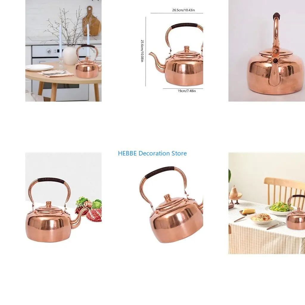B0KC Antique Coppers Kettles 3Leter Capacity Heat Efficient Gas Induction Cooktops Safe