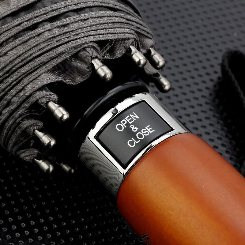 10 عظام من البلاستيك الأسود مظلة مشمسة أوتوماتيكية بالكامل حماية من الشمس مضادة للأشعة فوق البنفسجية للرجال مظلة هدية للأعمال الراقية