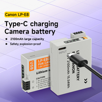 2100mAh LP-E8 LP E8 LPE8 Type C Charging Camera Battery for Canon EOS 550D 600D 650D 700D Kiss X4 X5 X6i X7i Rebel T2i T3i T4i