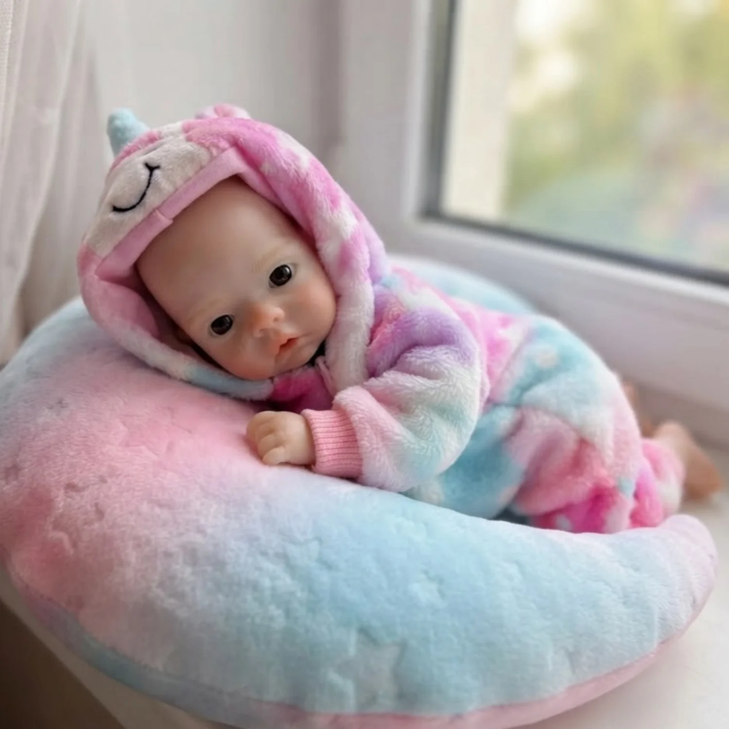 OartdDolls 1 Stück 10-Zoll lebensechte weiche Silikon-Reborn-Puppe mit offenem Mund, wasserdicht, realistisch bemalt, für Sammler und als Geschenk