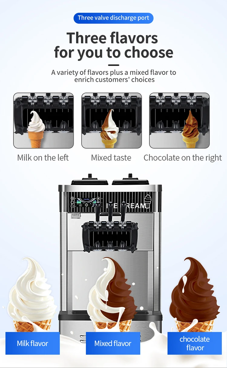 Wholesale 3 Flavor Commercial Soft Serve Ice Cream Machine Factory Best Price 2+1 Flavors Ice Cream Maker