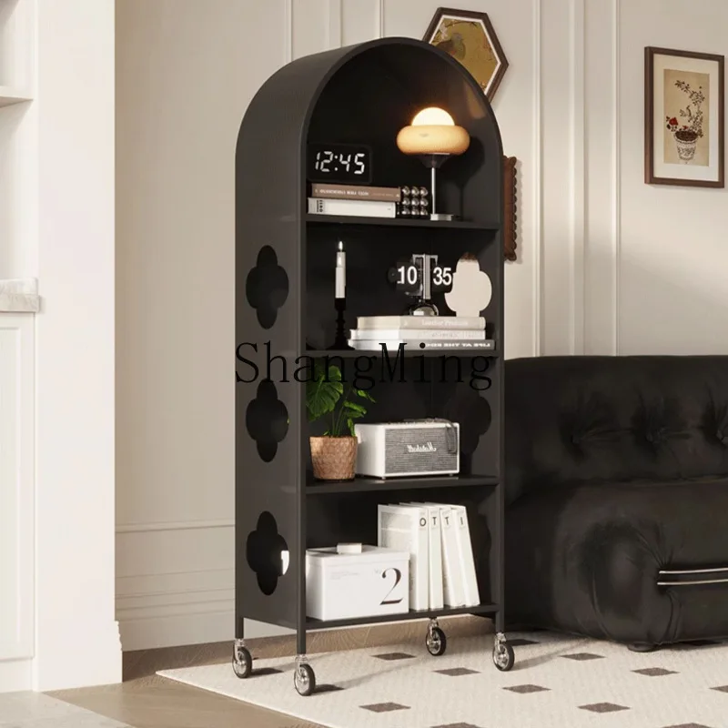 FG Vintage Style Creative Movable Multi-layer Arch-shaped Bookshelf Commercial Home Living Room Mirror Retro Display Cabinet