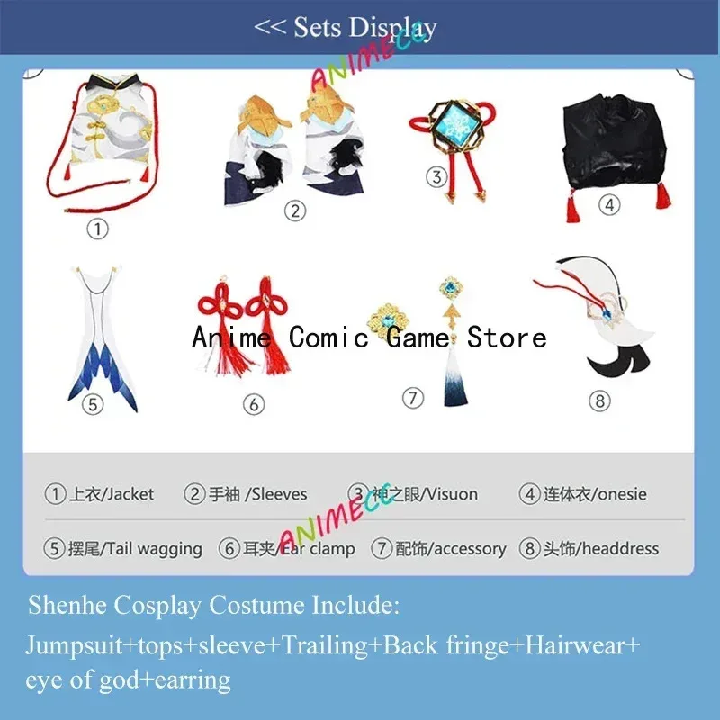 В НАЛИЧИИ Genshin Impact Shenhe Косплей Вышивка Наряд Обувь Плетеные Парики Игра Сексуальный Женский Комбинезон Косплей Костюм