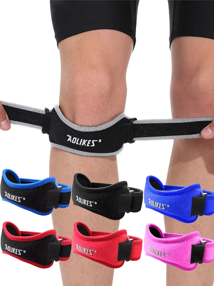 AOLIKES 1 pièces genou tendon rotulien genouillère sangle orthèse réglable Absorption des chocs Compression genouillère pour basket-ball