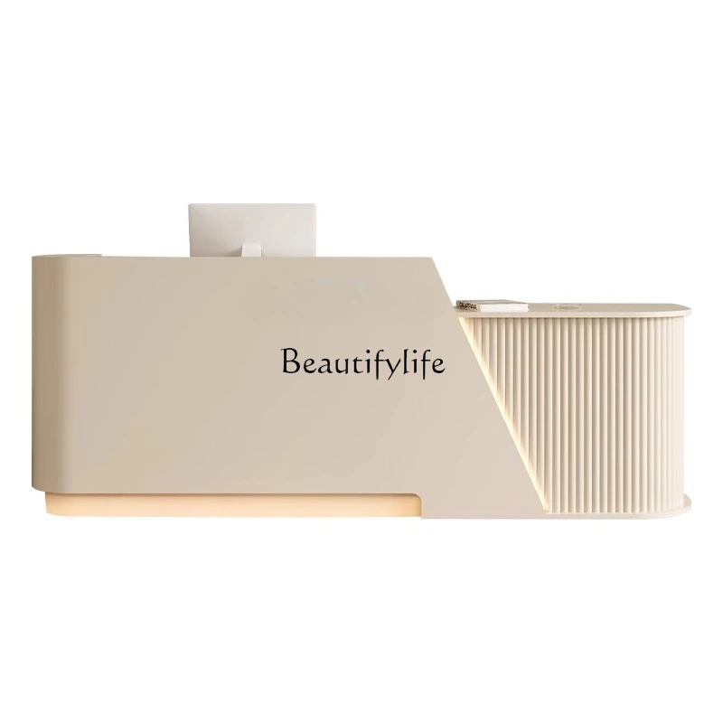 

Beauty salon front desk clothing store checkout page arc corner L-shaped cabinet simple