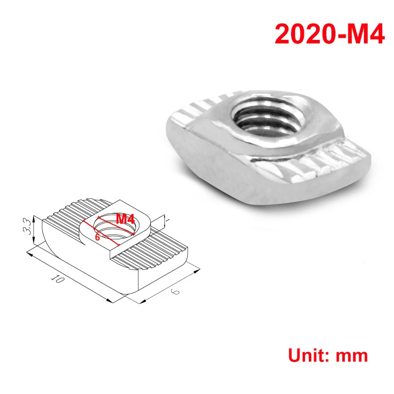 Gleitende T-Nutensteine, M6/M8 halbrunde T-Mutter für Aluminium-Strangpressprofil der Serie 2020, 3030, 4040, vernickelt aus Kohlenstoffstahl