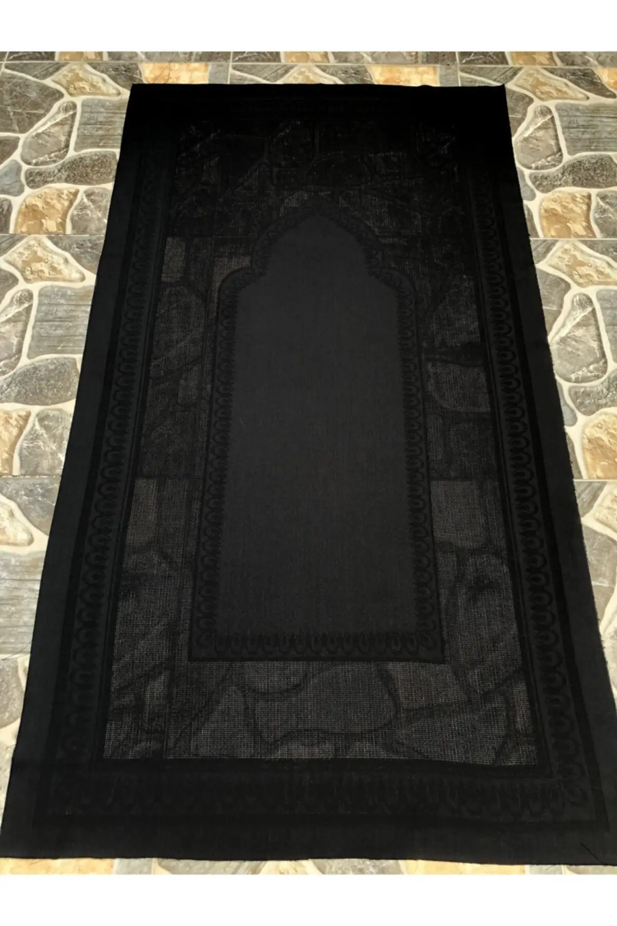 

DOLBOVI etamine Seccade embroidered fabric black Meditation Rug