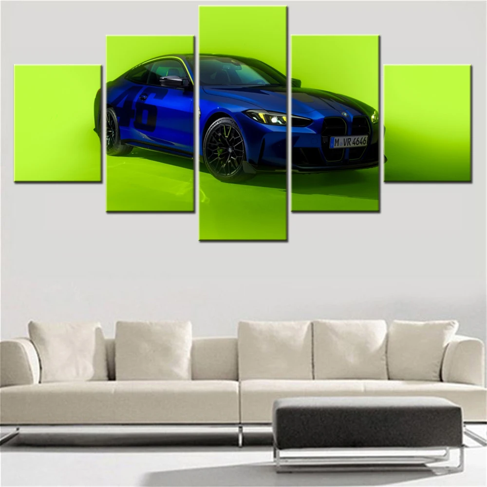 

5 Pieces Canvas Wall Arts Poster Painting Cars Edition Wallpaper Interior Home Decor Picture Printing For Living Room Mural Arts