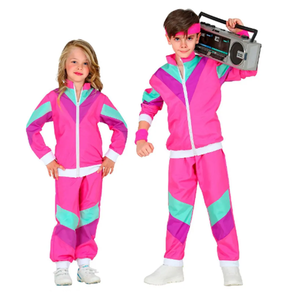 Déguisement de Cosplay Rétro pour Enfant, Tenue de Carnaval d'Halloween, Style Hip Hop Sportif des Années 80 et 90, pour Garçon et Fille