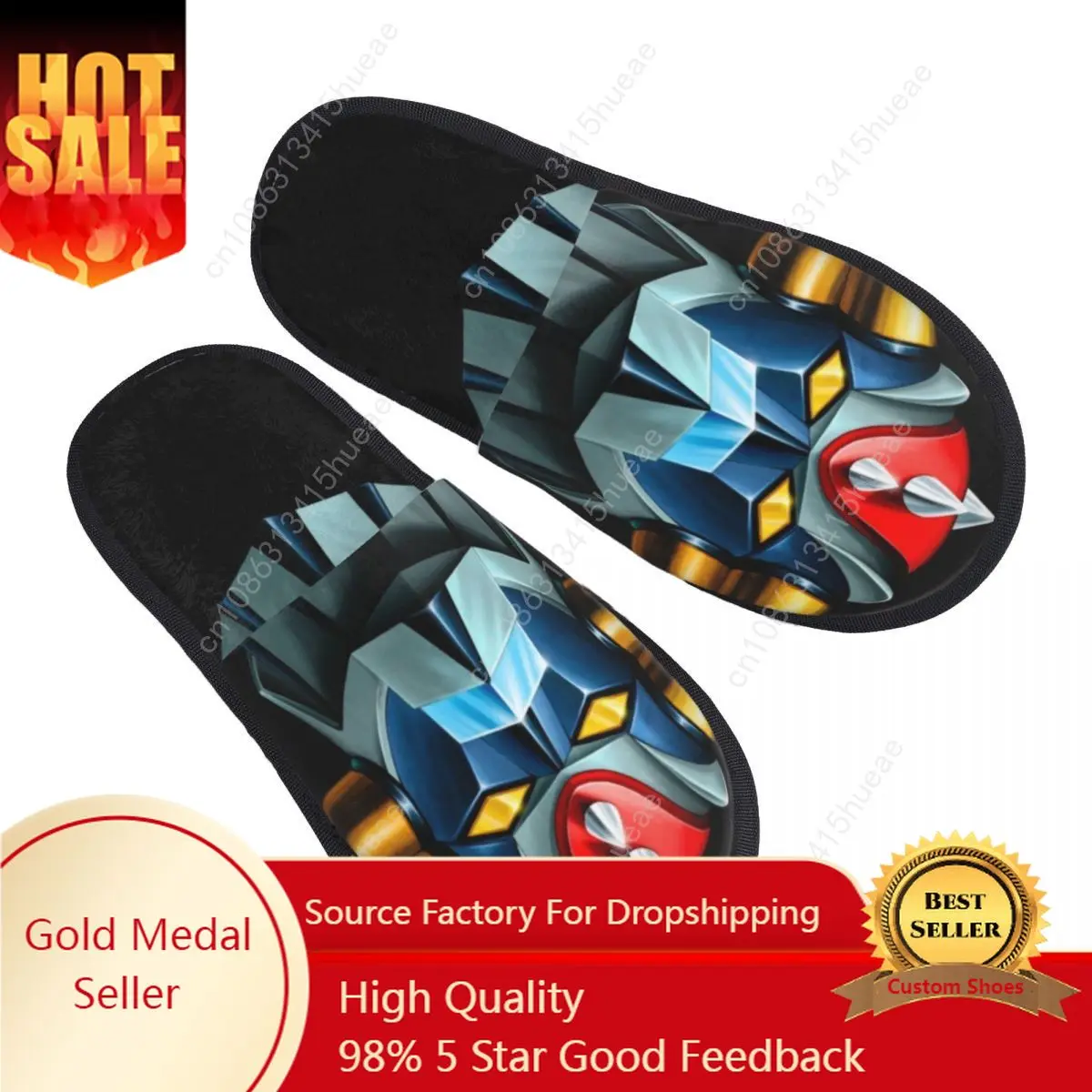 

Custom UFO Robot Grendizer Goldorak Soft Memory Foam House Slippers Women Mazinger Z Cozy Warm Anti-Skid Slipper