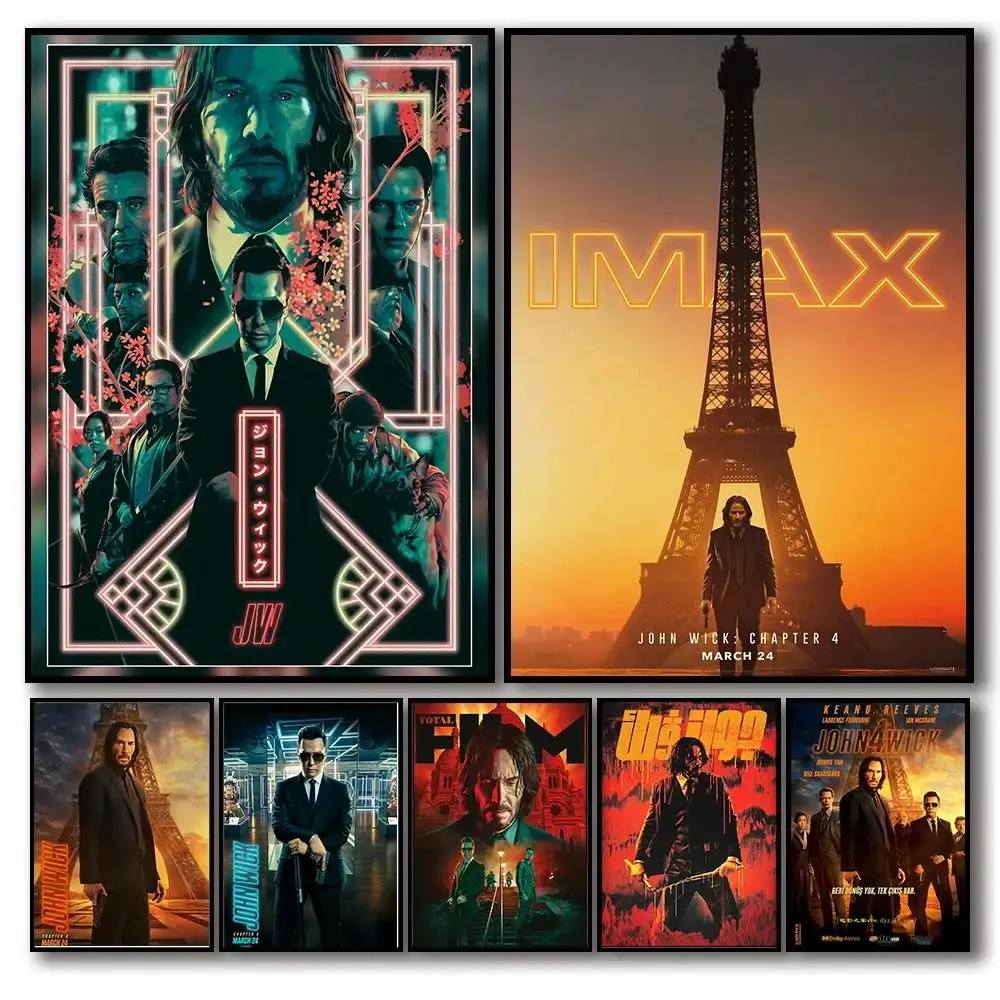 John Wick Chapter  Movie Poster  Aesthetic Wall Art Mural Car Canvas Painting Home Room Decor Film Details  Perfect for Living R