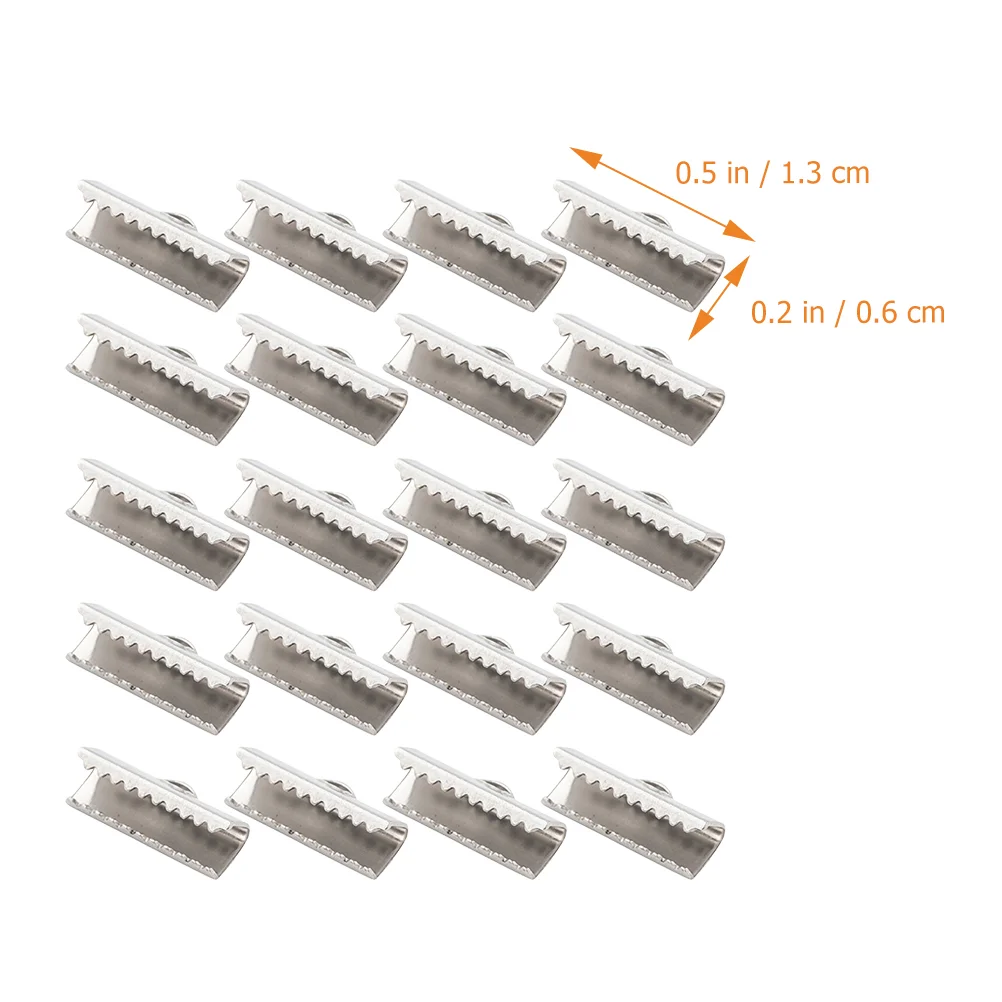 100 Pcs Strap Clip Ribbon Clamp Assortment Ends Manual Accessories Cord for Jewelry Making Stainless Steel Clamps Clasps