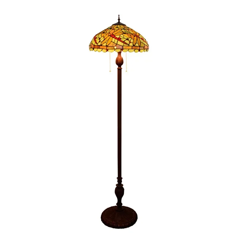 

40CM Tiffany Living Room Dining Room Floor Floor Light Bar American Decoration Retro Green Bottom Dragonfly Lighting
