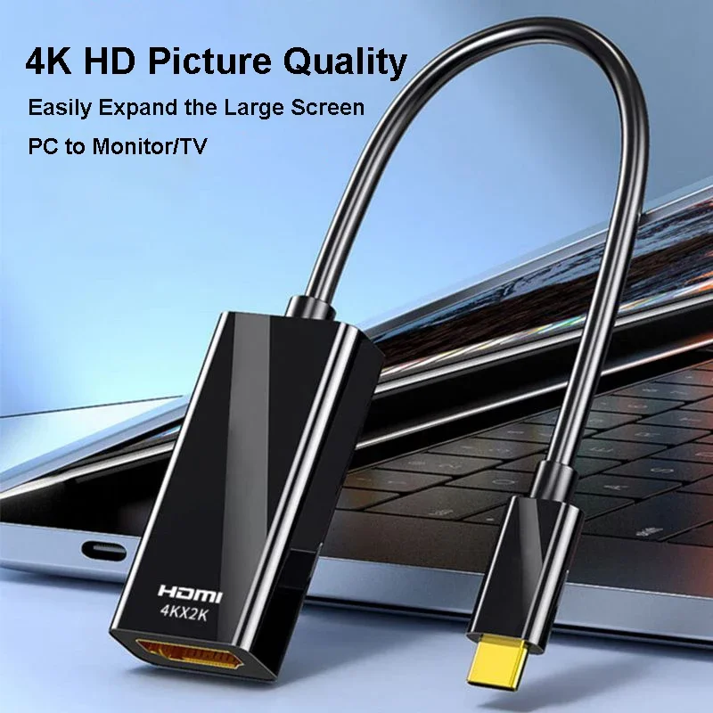 

4K 30Hz Type C To HDMI-compatible-compatible Cable USB C to HDMI-compatible TV Display Adapter for MacBook Laptop USB C to HDMI-