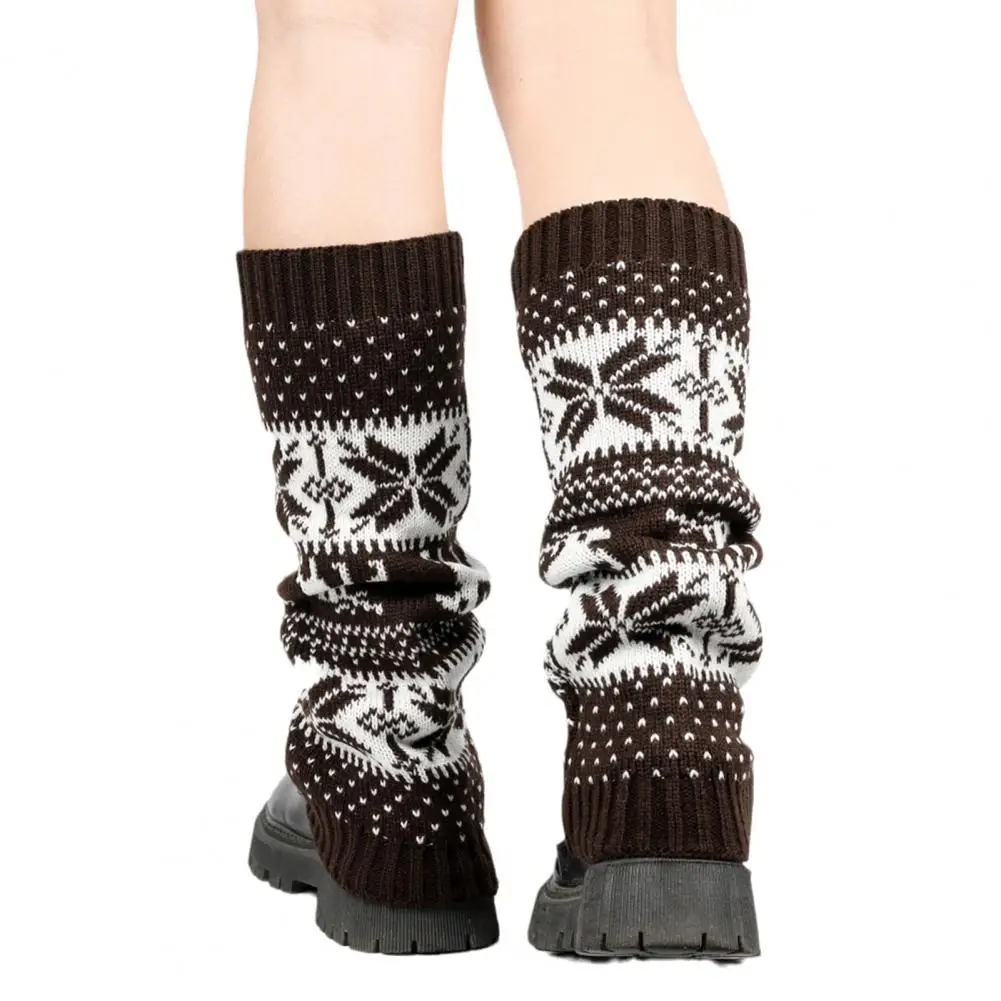 Holiday Leg Warmers Christmas Style Winter Calf Covers Elk Snowflake Jacquard Piled Socks for Wear Sports Outing Leg Warmers