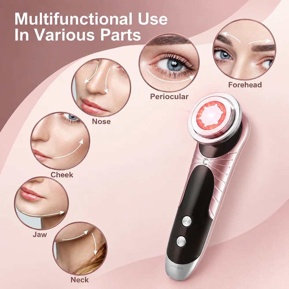 4 in 1 Facial Care Device Rechargeable Beauty Tool with Warm Cleansing Eye Care Mask Mode 3 Intensity Levels for Home Travel Use