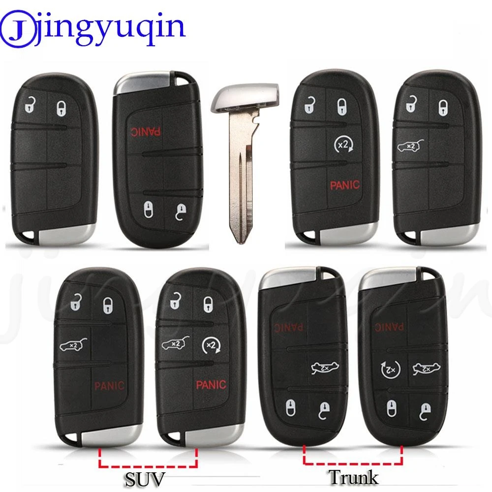 

jinyuqin 10pcs 2/3/4/5Button Remote Car Key Shell For Jeep Grand Cherokee Dodge Ram 1500 Journey Charger Dart Challenger Durango