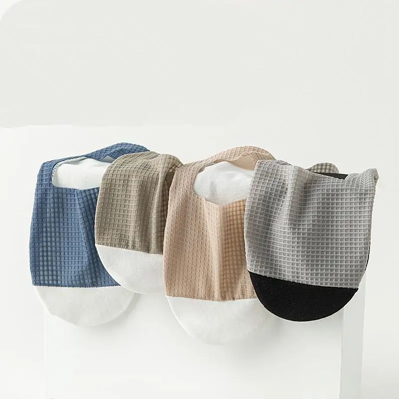 Calcetines informales de malla fina para hombre, 3 pares de cómodos calcetines invisibles para barco, resistentes al sudor con textura de gofre transpirable