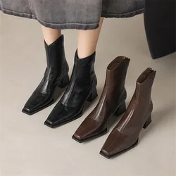 New Autumn Winter Women Boot Fashion Square Toe Boots for Women Short Boots Ladies Shoes Western Boots Zapatos Mujer High Heels