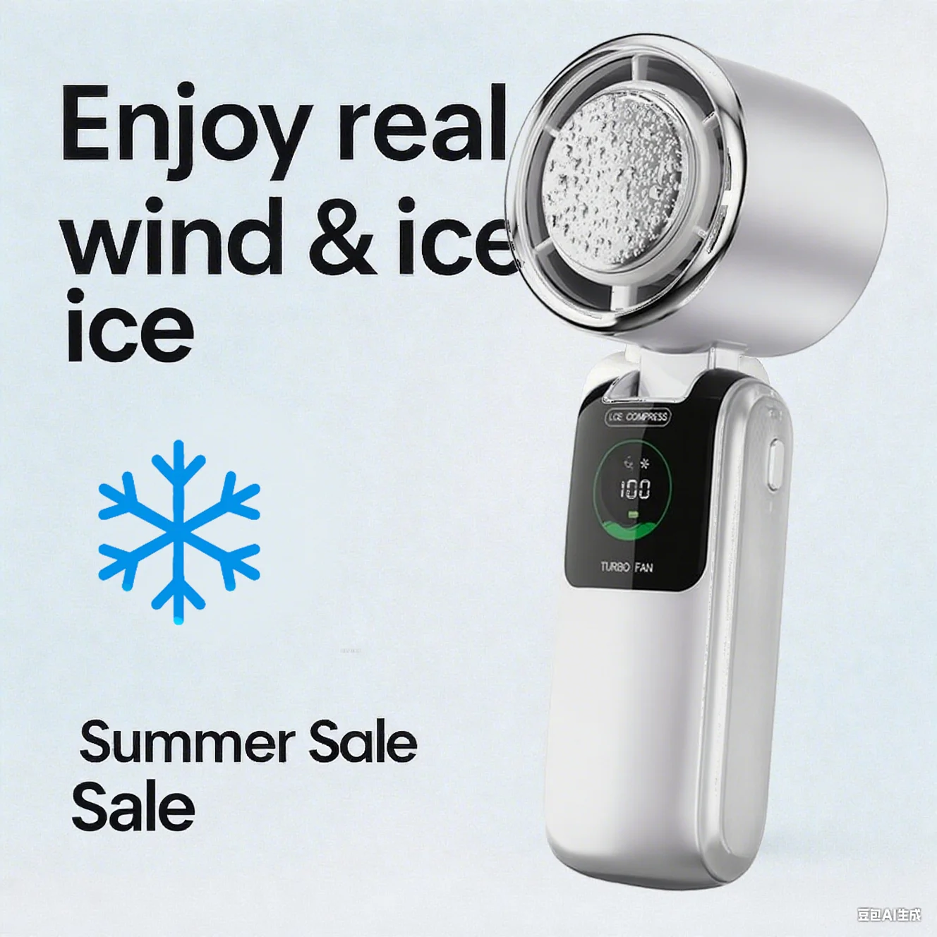 USB Handheld Cooling Fan 4000mAh 100 Speed One-Touch Ice Mode Foldable Neck-Hanging Type-C Charging for Office Travel Outdoor