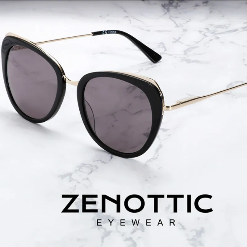 ZENOTTIC Brand Designer Cat Eye Sunglasses Women Coated Mirror Polarized Sun Glasses Luxury Goggles Driving UV400 Shades Eyewear