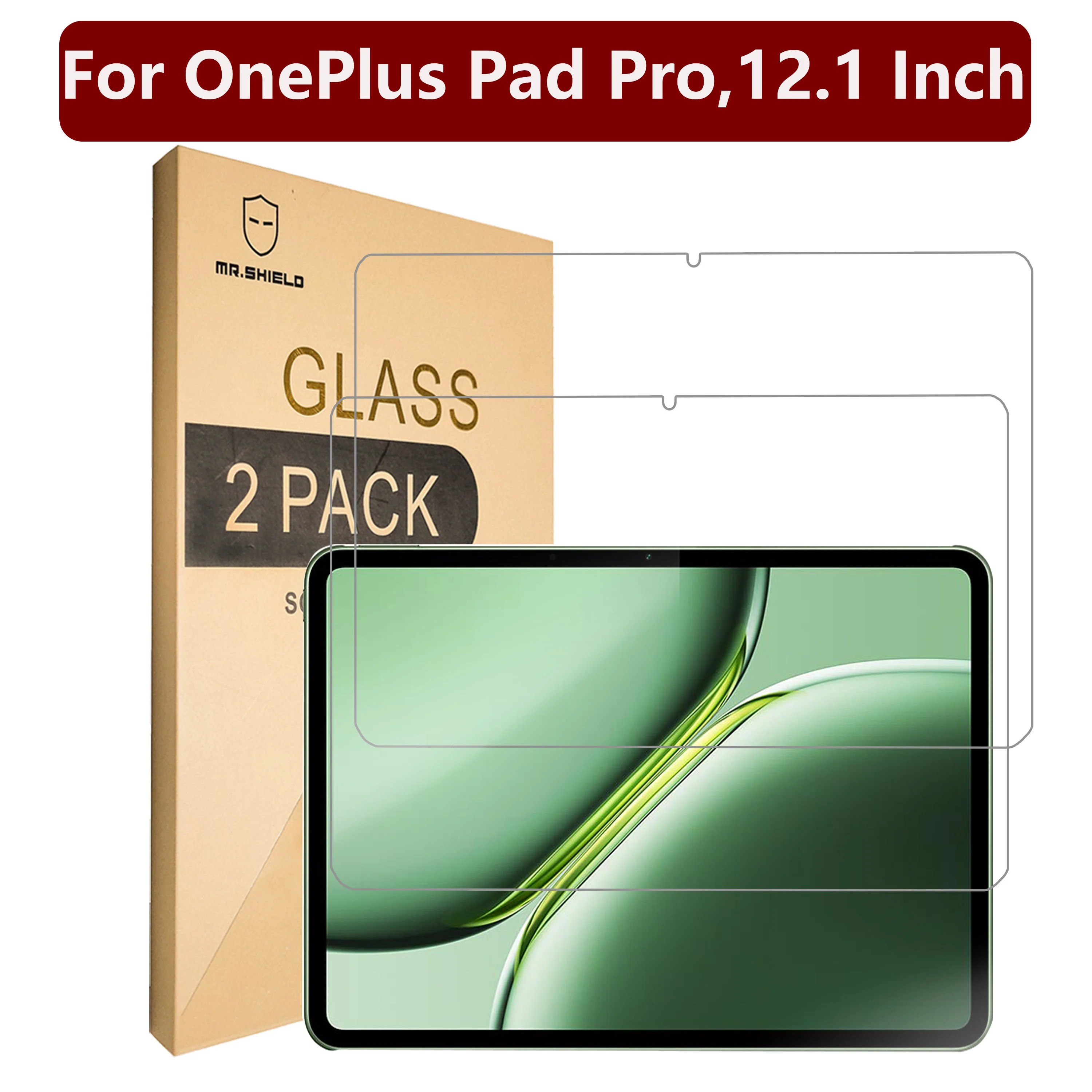 

Mr.Shield Screen Protector compatible with OnePlus Pad Pro,12.1 Inch [Tempered Glass] [2-PACK] [Japan Glass with 9H Hardness]