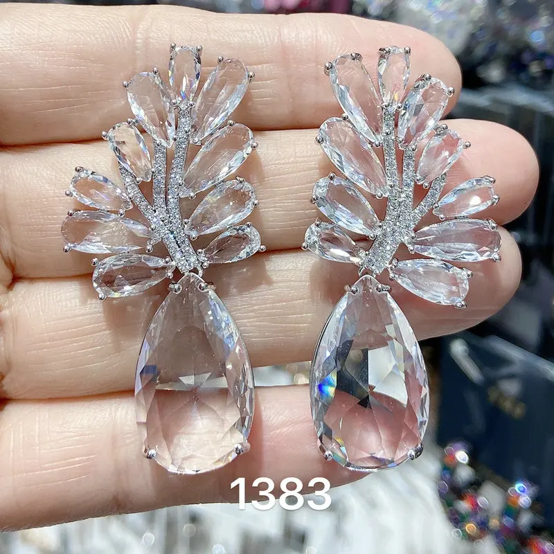 Bilincolor Green Leaf and Waterdrop Fashion Earring for Women Wedding Party Gift