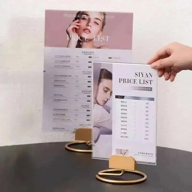 210X297MM A4 Wedding Table Number Place Card Holder Menu Paper Photo Picture Poster Frame Acrylic Sign Holder Display Stand