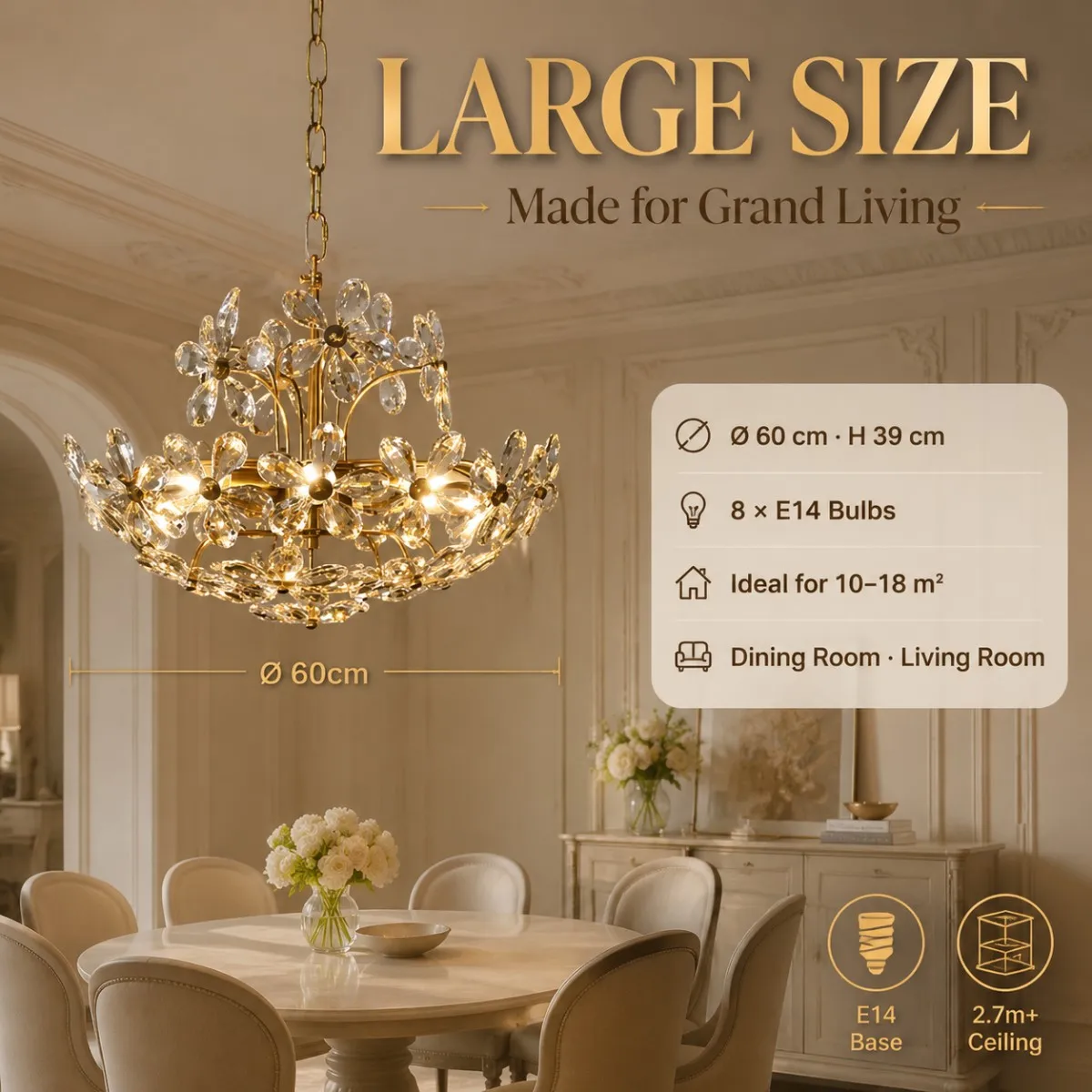 High End Full Copper Crystal Chandelier Modern Small Flower Pendant Lamp 2026 Compact E14 Ceiling Luster for Bedroom Villa