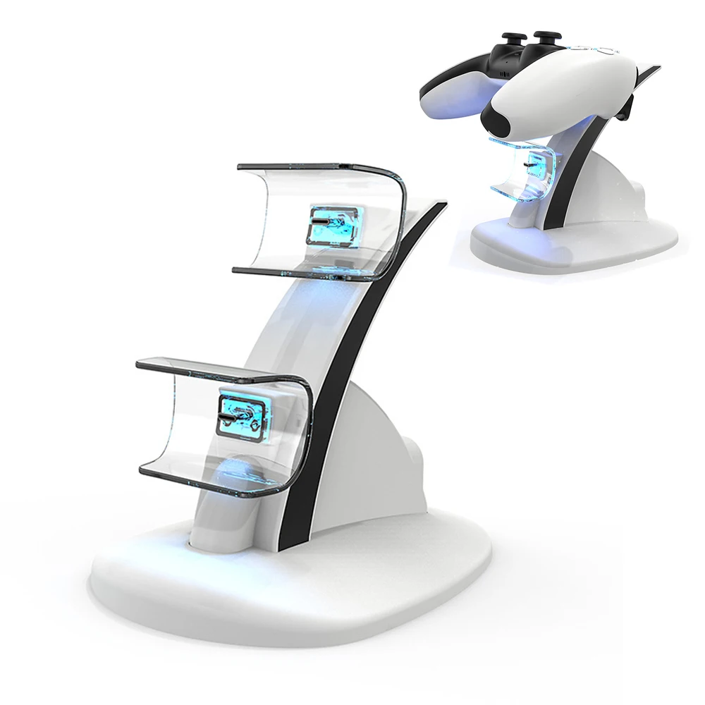 شحن سريع لوحدة تحكم PS5، شحن مزدوج لجهاز بلاي ستيشن 5، ملحقات حامل شاحن وحدة التحكم