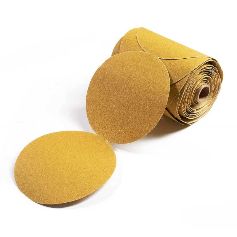 Premium Gold self-adhesive 1200pcs-carton aluminum oxide PSA sandpaper discs 100 grit stickyback 150mm roll sanding metal OEM