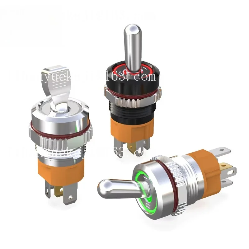 Light Emitting Diodes 15A High Current 16MM Chrome Toggle Switch - Oxide Black  5-24V/220V  2/3 Position  1NO1NC