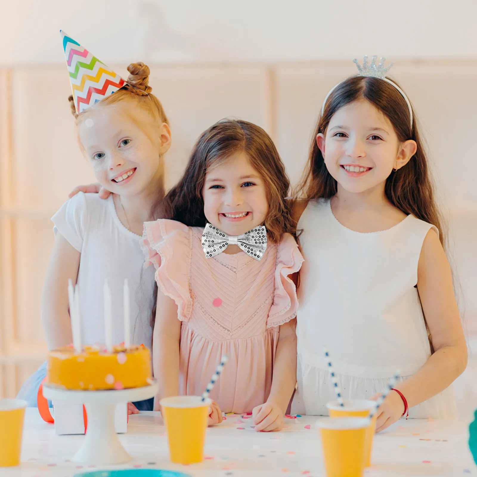 

5Pcs Sparkling Bow Ties for Children Shiny Sequin Kids Bowtie Adjustable Performance Graduation Party Wear Suit Accessory