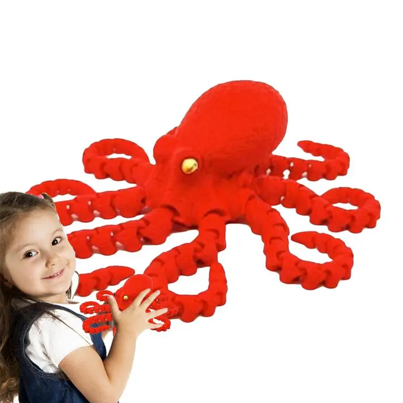 Octopus Fidget 3D Printed Posable Octopus Ornament Articulated Figurine Sensory Articulated Fidget Figure For Living Room Study