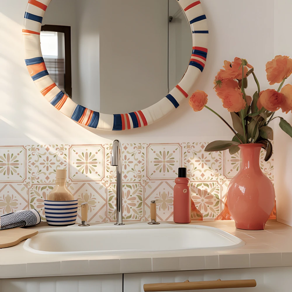 Autocollants de carreaux marocains auto-adhésifs, autocollant d'interconnexion peler et coller, dosseret de cuisine étanche, décoration murale pour la maison, 7,87x7,87 po