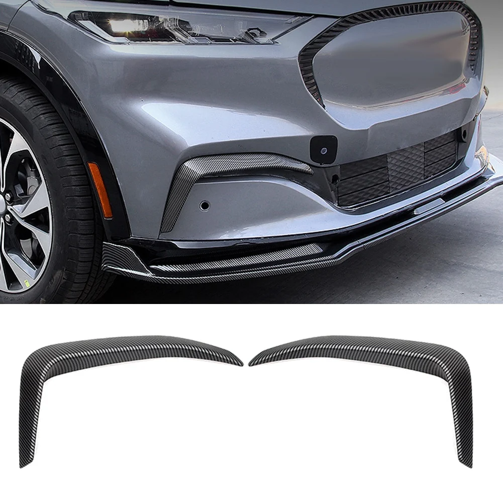 For Ford Mustang Mach E 2021 2022 Matte Carbon Car Front Fog Lamp Cover Spoiler Decoration Sticker