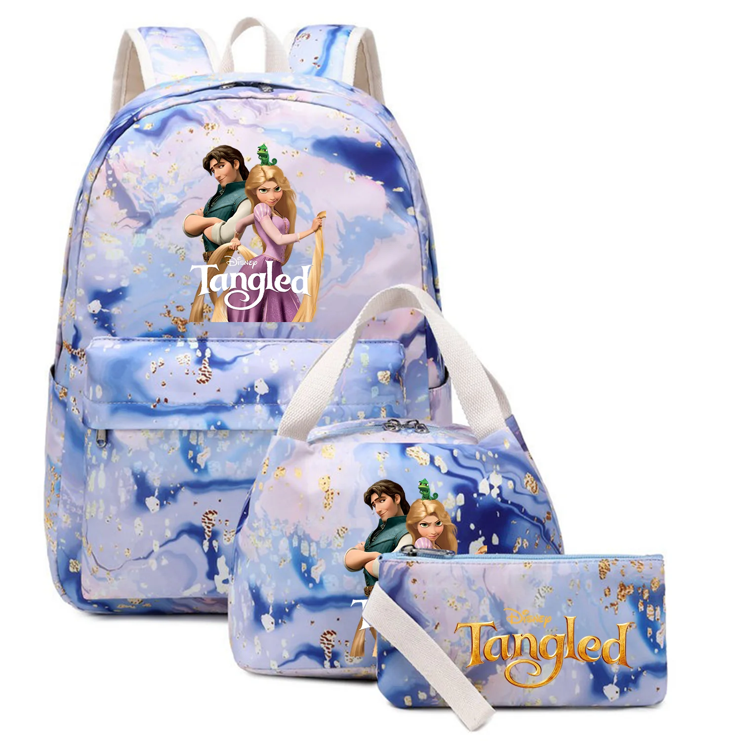 

3Pcs Tangled Rapunzel Princess Backpack Girl Kids Pen Lunch Bags Bookbag Women Teenagers Schoolbags Travel Laptop Backpack Sets