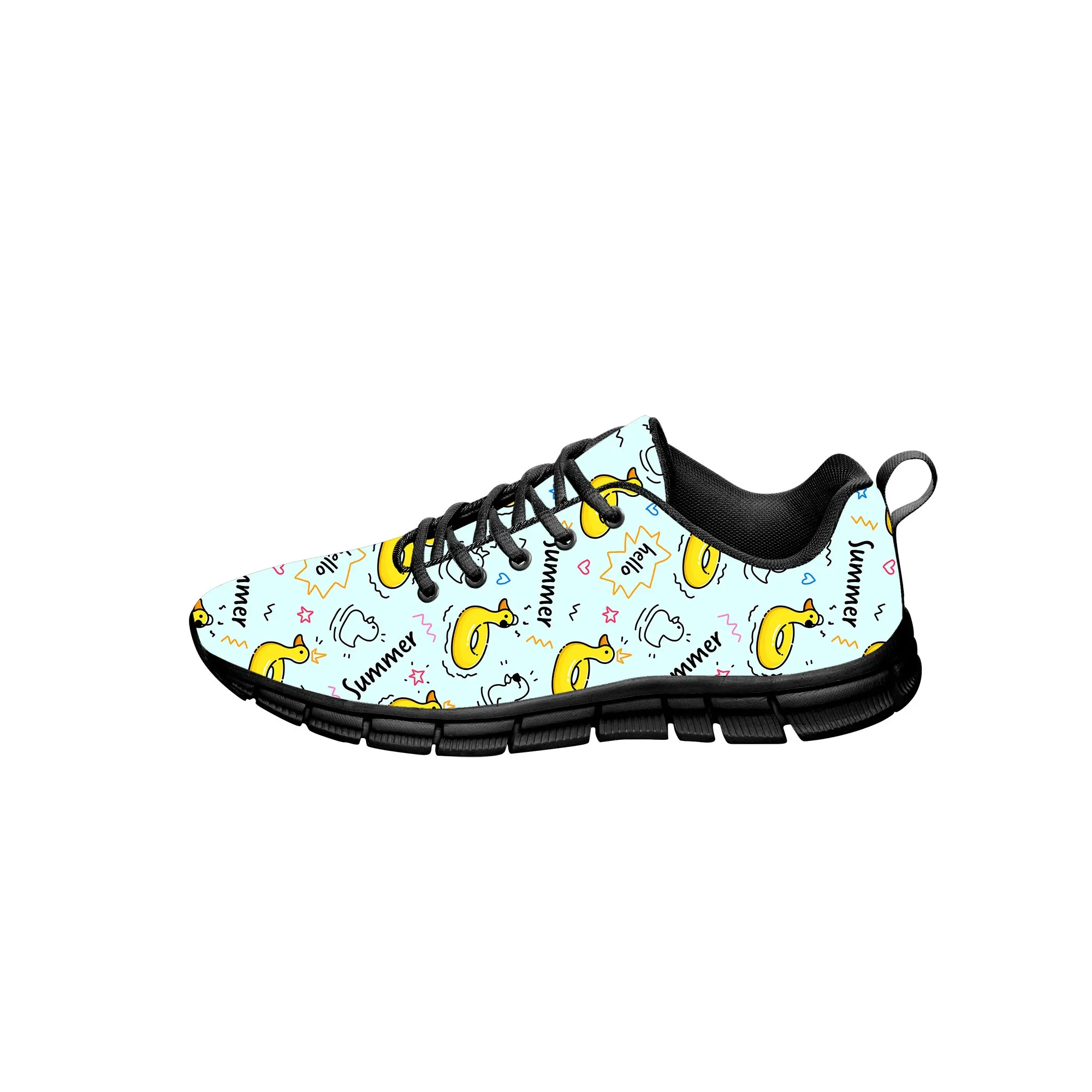 Chaussures de sport de canard de dessin animé pour hommes et femmes, baskets personnalisées pour enfants, chaussures décontractées pour adolescents, mode couple, noir, haute qualité