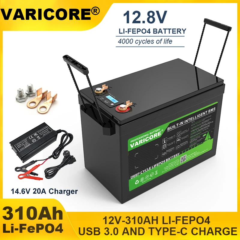 LiitoKala-batería LiFePO4 de 12,8 V, 310ah, 280ah, 120AH, 12V, baterías de fosfato de hierro y litio, ciclos de turismo para coche, cargador de 14,6