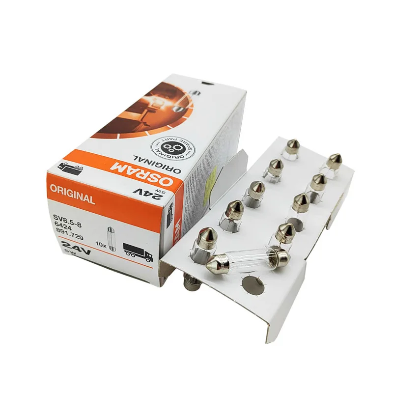 Truck 24V Reading Light Lamp 2pcs OSRAM C5W C10W SV8.5-8  Interior Halogen Bulbs 6423 6424 6429 13854CP Festoon 41mm 36mm