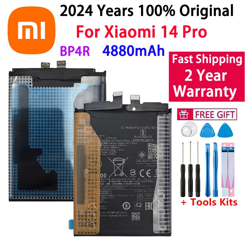 

2024 Years 100% Original High Quality BP4R 4880mAh Battery For Xiaomi 14 Pro 14Pro Phone Replacement Batteries Fast Shipping