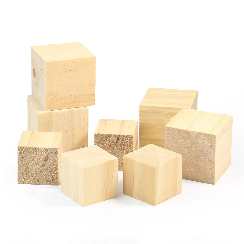 6pcs 30/40mm Natural Color Pine Building Blocks Wooden Cubes Graffiti Toy Bricks for Toddler Art Doodle Parent-child Kids Gifts