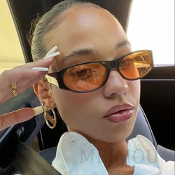 2024 Oval Sunglasses Women Fashion Luxury Brand Round Sun Glasses Ladies Classic Yellow Big Frame Goggle Eyewear UV400
