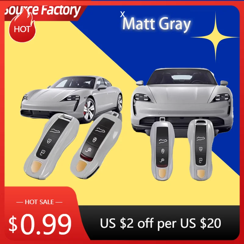 

Автомобильные наклейки, матовый серый чехол для ключа для Porsche Macan Porsche Panamera Cayenne 918 Spyder Carrera 911 991, чехол для удаленного ключа, Repl