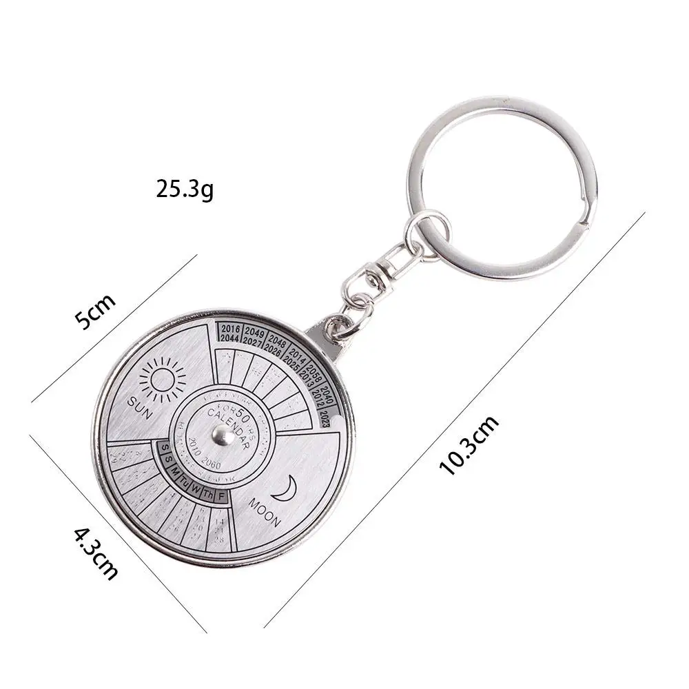 Gift Compass 3D Alloy Creative 2010 To 2060 Keychain Perpetual Calendar 50 Years Keyring
