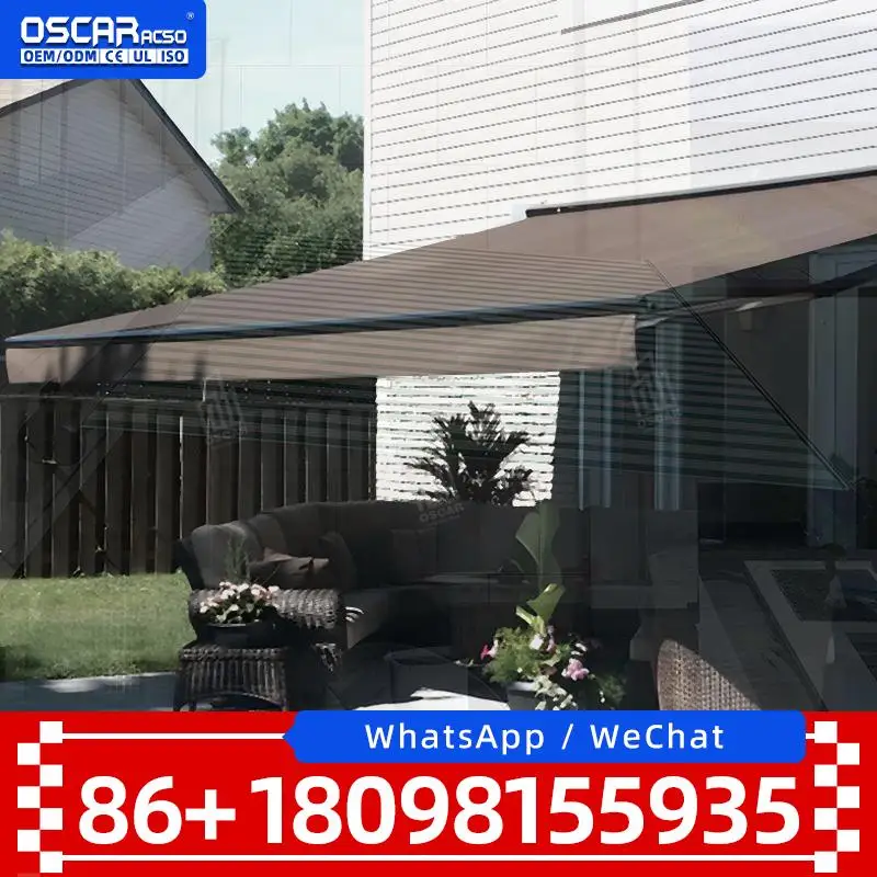 Fabric Sunshade Durable Parking Full Cassette Rainproof Powered Balcony Stormproof Retractable Awning