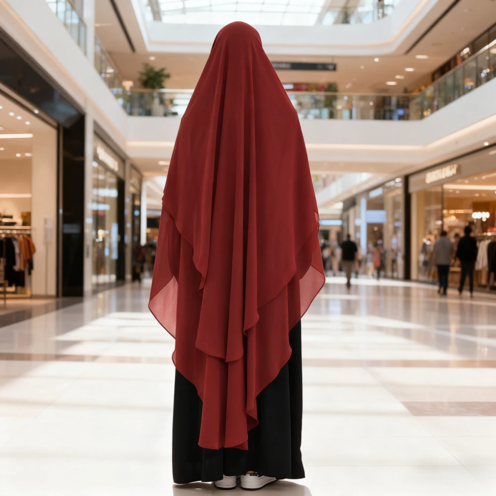 

Eid Muslim Long Khimar 2 Layers Chiffon Women Hijab Modest Prayer Eid Hijabs Headscarf Shawl Long Djellaba Niqab Prayer Garment