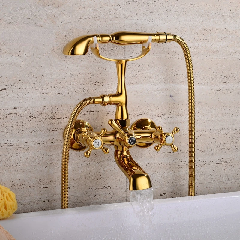 

Bathtub Faucet Wall-Mounted Copper Hot and Cold Mixing Valve Copper Bathtub Waterfall Faucet